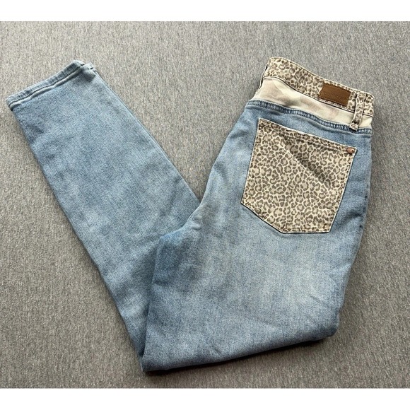 Judy Blue Slim Fit Cheetah Print Detail Stretch Denim Pants Womens 11/30 JB88380 - Picture 1 of 15